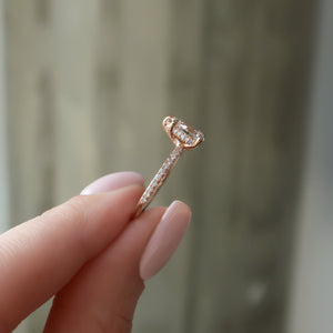 The Pave Sarah Set With A 3 Carat Pear Lab Diamond