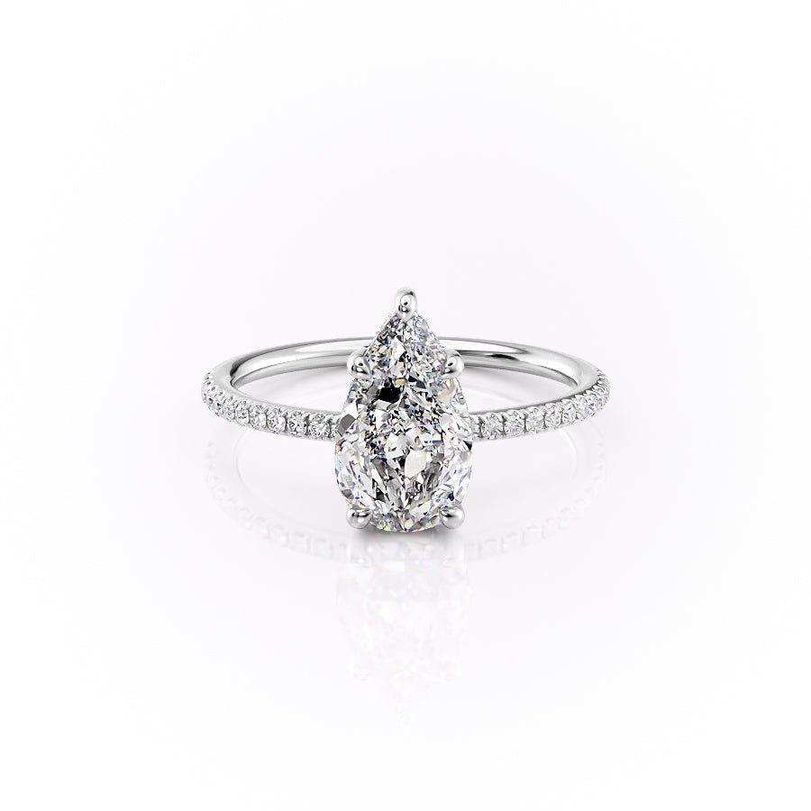 The Pave Sarah Set With A 2.5 Carat Pear Lab Diamond
