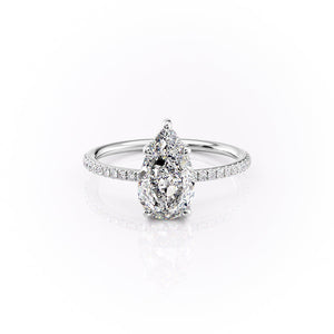 The Pave Sarah Set With A 2.5 Carat Pear Moissanite