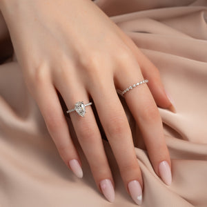The Pave Sarah Set With A 2 Carat Pear Lab Diamond