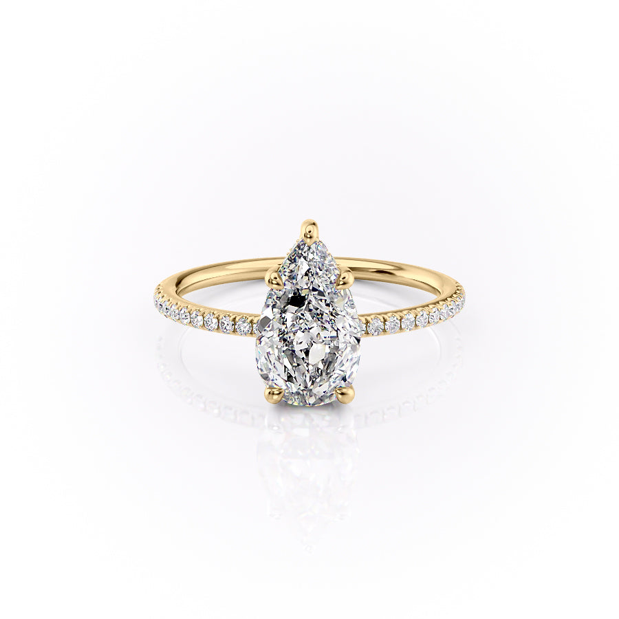 The Pave Sarah Set With A 2 Carat Pear Lab Diamond
