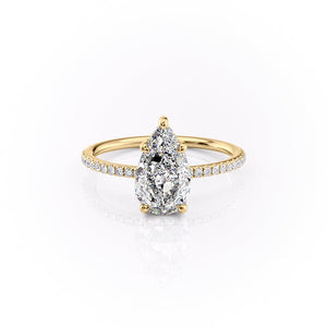 The Pave Sarah Set With A 3 Carat Pear Lab Diamond