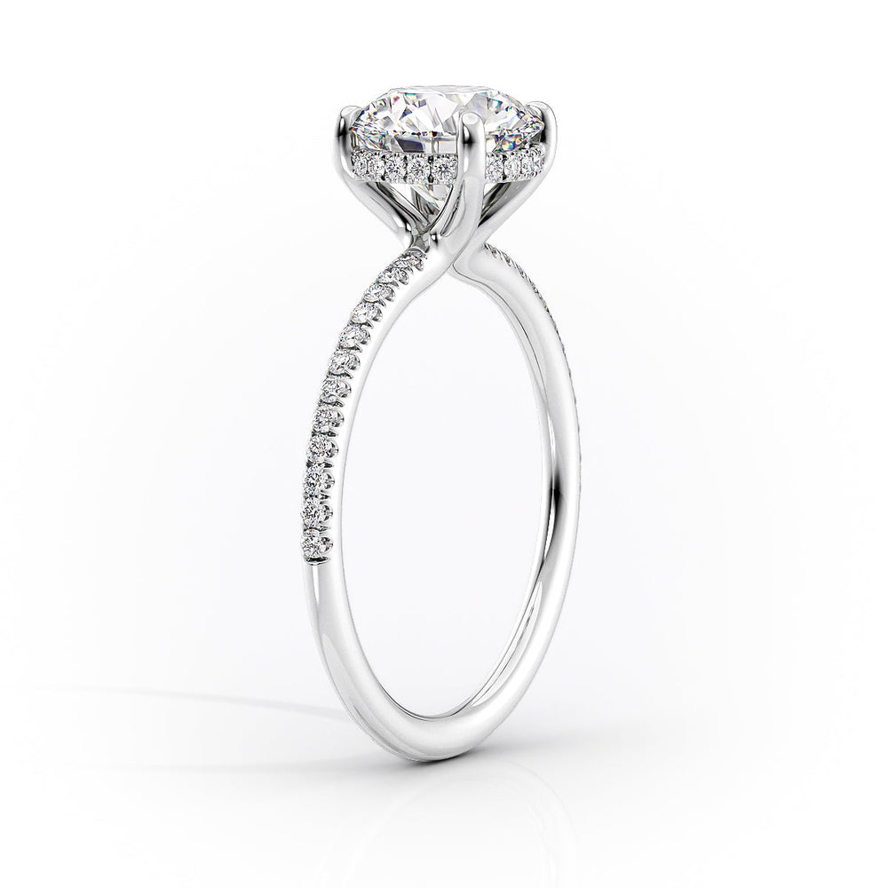 The Pave Sarah Set With A 3.5 Carat Emerald Moissanite