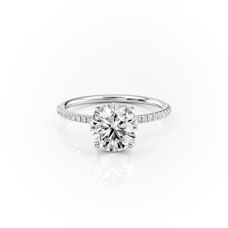 The Pave Sarah Set With A 1.5 Carat Round Lab Diamond