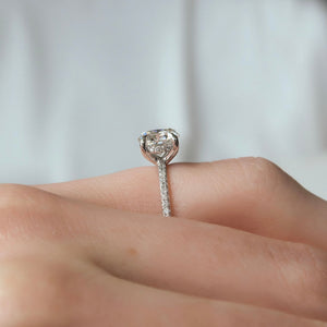 The Pave Sarah Set With A 3 Carat Round Lab Diamond