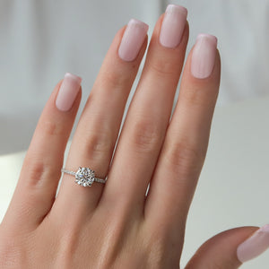 The Pave Sarah Set With A 3 Carat Round Lab Diamond