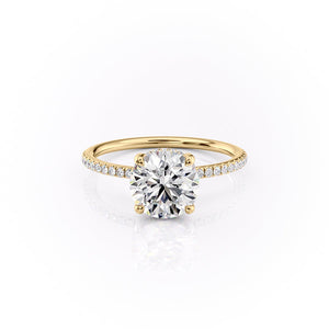 The Pave Sarah Set With A 3.5 Carat Round Moissanite