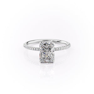 The Pave Sarah Set With A 2.5 Carat Radiant Lab Diamond