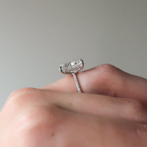 The Pave Sarah Set With A 3 Carat Radiant Lab Diamond
