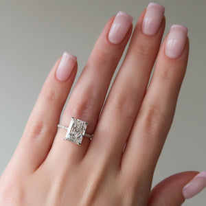 The Pave Sarah Set With A 3 Carat Radiant Lab Diamond