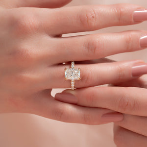 The Pave Sarah Set With A 2 Carat Radiant Lab Diamond