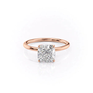 The Lily Set With A 2 Carat Cushion Lab Diamond