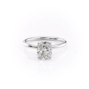 The Lily Set With A 2.5 Carat Elongated Cushion Lab Diamond