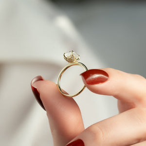 The Lily Set With A 2.5 Carat Elongated Cushion Lab Diamond
