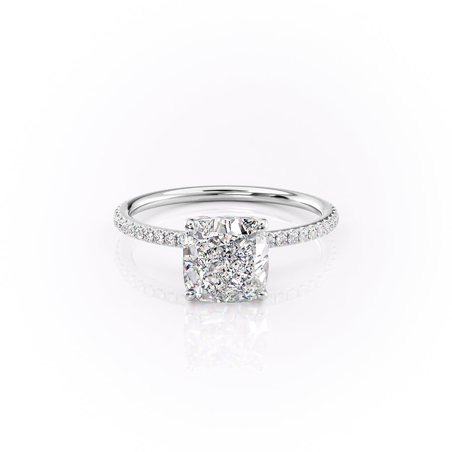 The Pave Lily Set With A 1.5 Carat Cushion Moissanite
