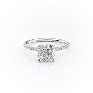 The Pave Lily Set With A 1.5 Carat Cushion Lab Diamond