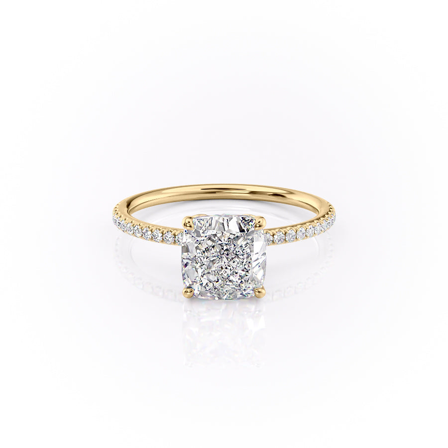 The Pave Lily Set With A 1.5 Carat Cushion Lab Diamond