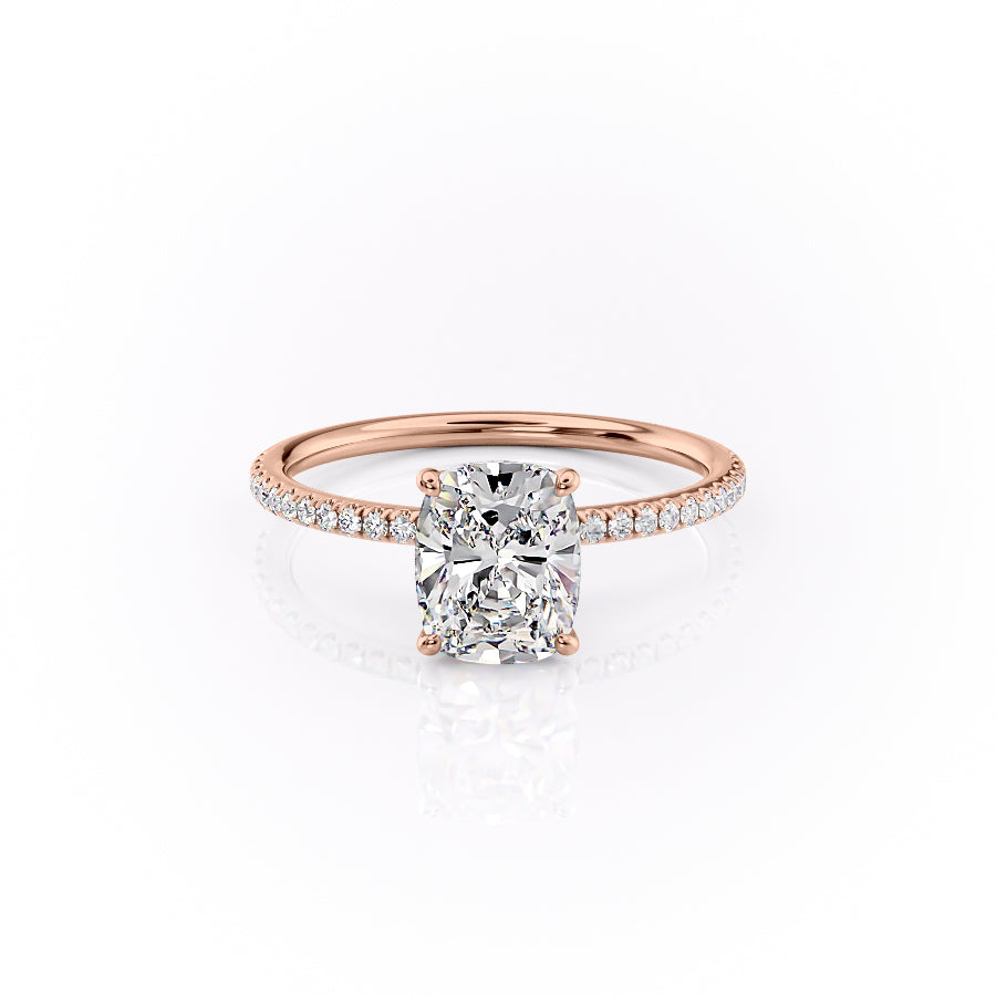 The Pave Lily Set With A 2.5 Carat Elongated Cushion Lab Diamond