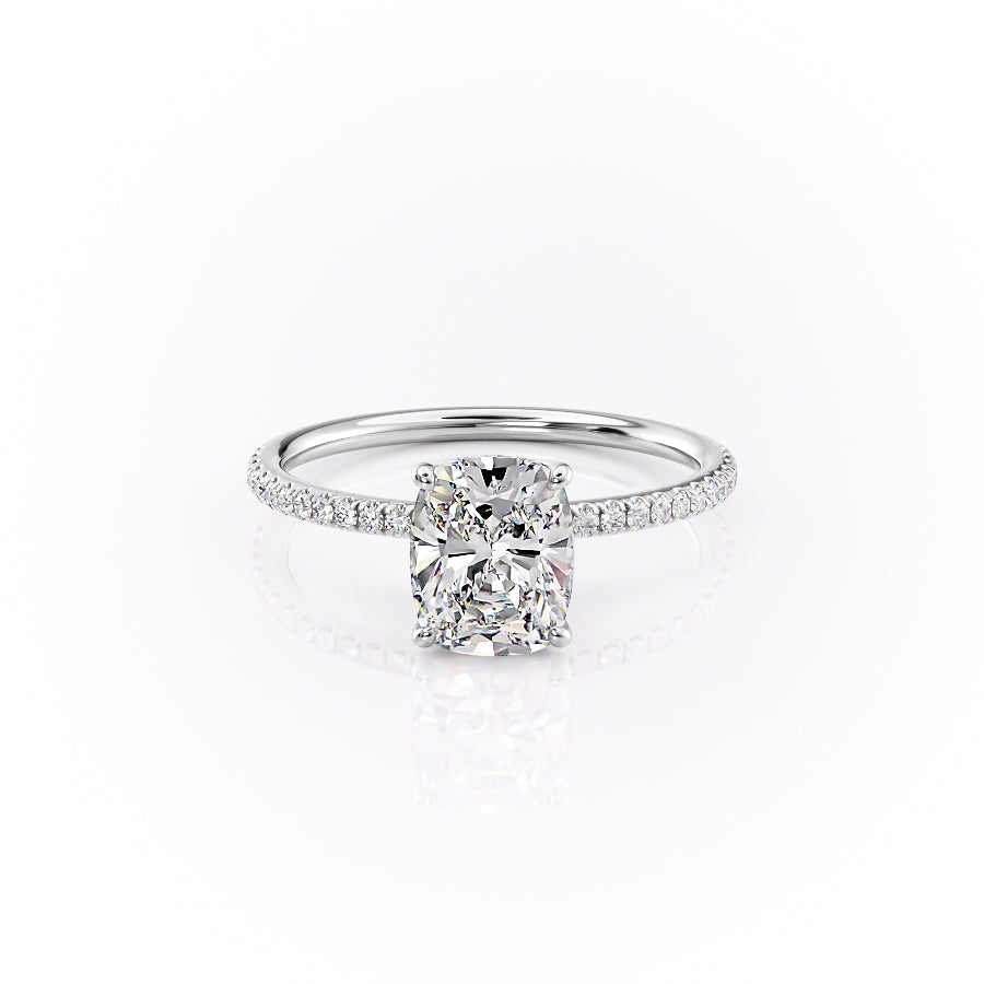The Pave Lily Set With A 3 Carat Elongated Cushion Lab Diamond
