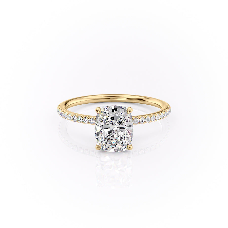 The Pave Lily Set With A 1.5 Carat Elongated Cushion Lab Diamond