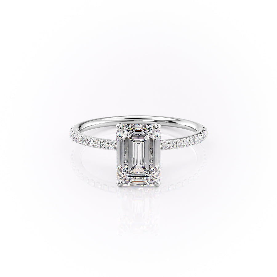 The Pave Lily Set With A 3.5 Carat Emerald Moissanite