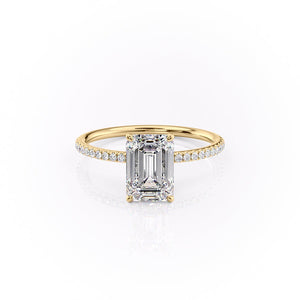 The Pave Lily Set With A 1 Carat Emerald Lab Diamond