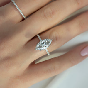 The Pave Lily Set With A 2 Carat Marquise Lab Diamond