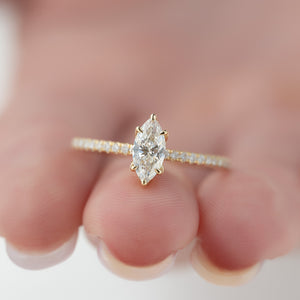 The Pave Lily Set With A 2.5 Carat Marquise Lab Diamond