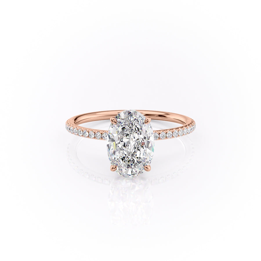 The Pave Lily Set With A 2.5 Carat Oval Lab Diamond