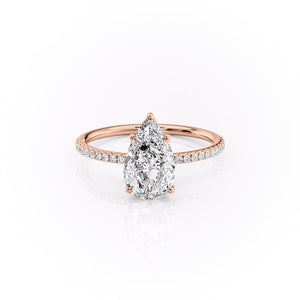 The Pave Lily Set With A 2 Carat Pear Lab Diamond