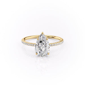 The Pave Lily Set With A 1.5 Carat Pear Lab Diamond
