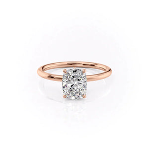 The Luna Set With A 1.5 Carat Elongated Cushion Moissanite