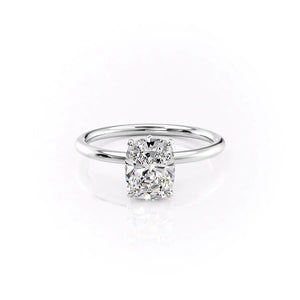 The Luna Set With A 3.5 Carat Elongated Cushion Moissanite