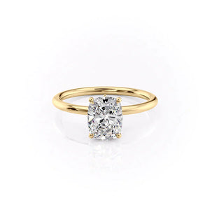 The Luna Set With A 2.5 Carat Elongated Cushion Moissanite