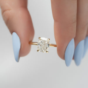 The Luna Set With A 3 Carat Elongated Cushion Lab Diamond