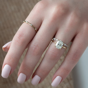The Luna Set With A 3 Carat Elongated Cushion Lab Diamond