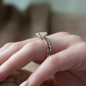 The Luna Set With A 3 Carat Elongated Cushion Lab Diamond
