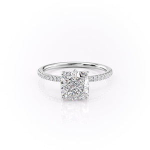 The Pave Luna Set With A 1.5 Carat Cushion Moissanite