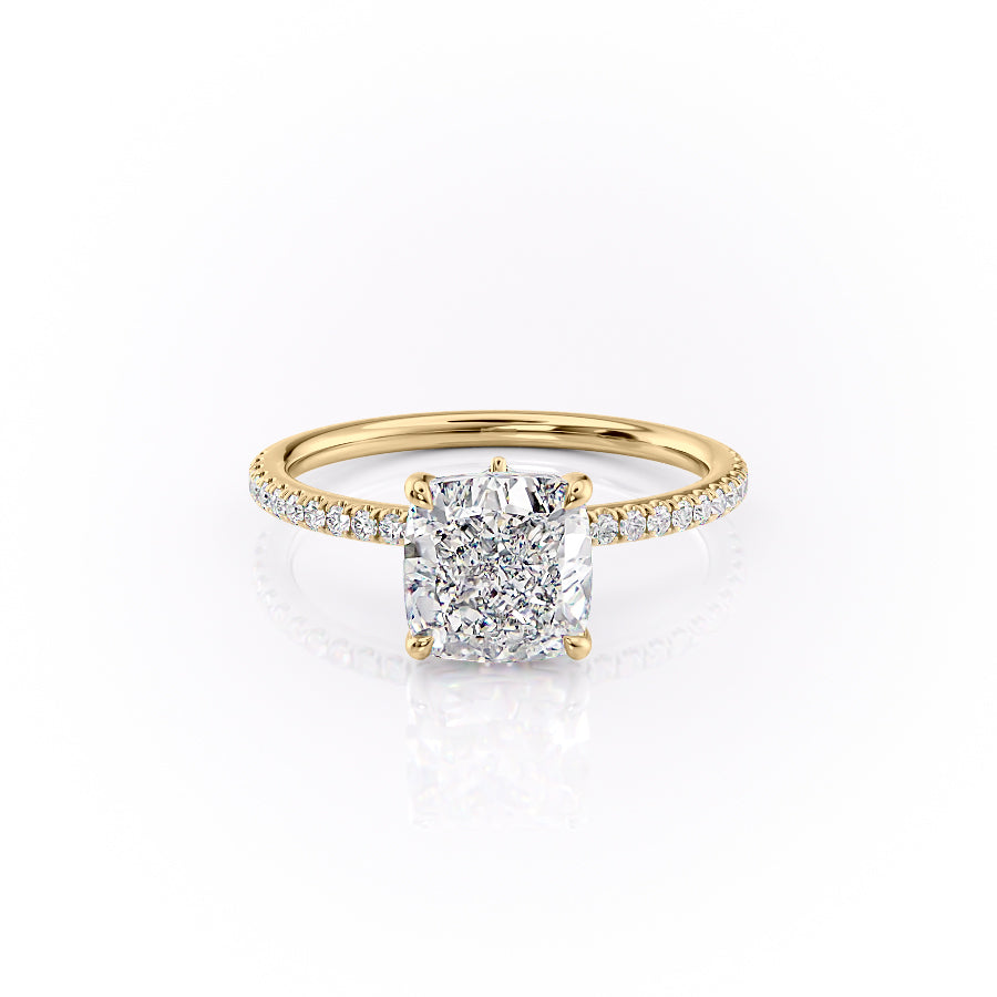 The Pave Luna Set With A 2.5 Carat Cushion Moissanite