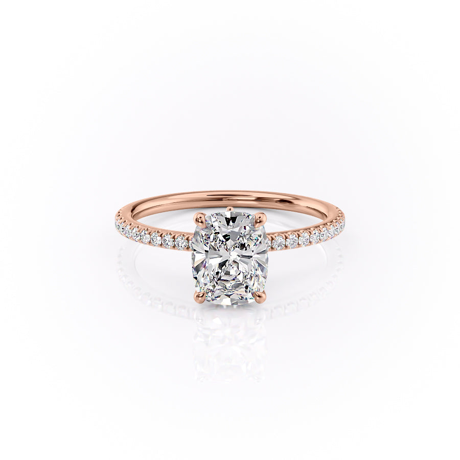 The Pave Luna Set With A 2.5 Carat Elongated Cushion Moissanite