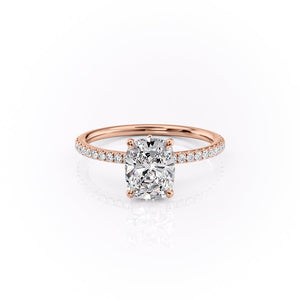 The Pave Luna Set With A 2.5 Carat Elongated Cushion Lab Diamond