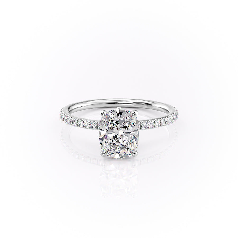 The Pave Luna Set With A 1 Carat Elongated Cushion Moissanite