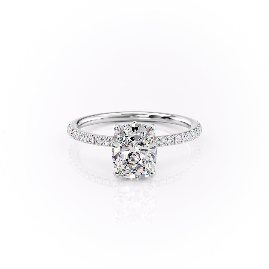 The Pave Luna Set With A 3 Carat Elongated Cushion Lab Diamond