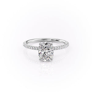 The Pave Luna Set With A 4.5 Carat Elongated Cushion Moissanite