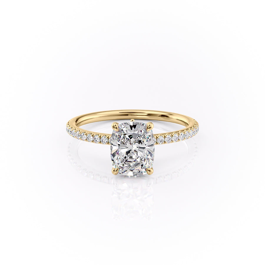 The Pave Luna Set With A 1.5 Carat Elongated Cushion Lab Diamond