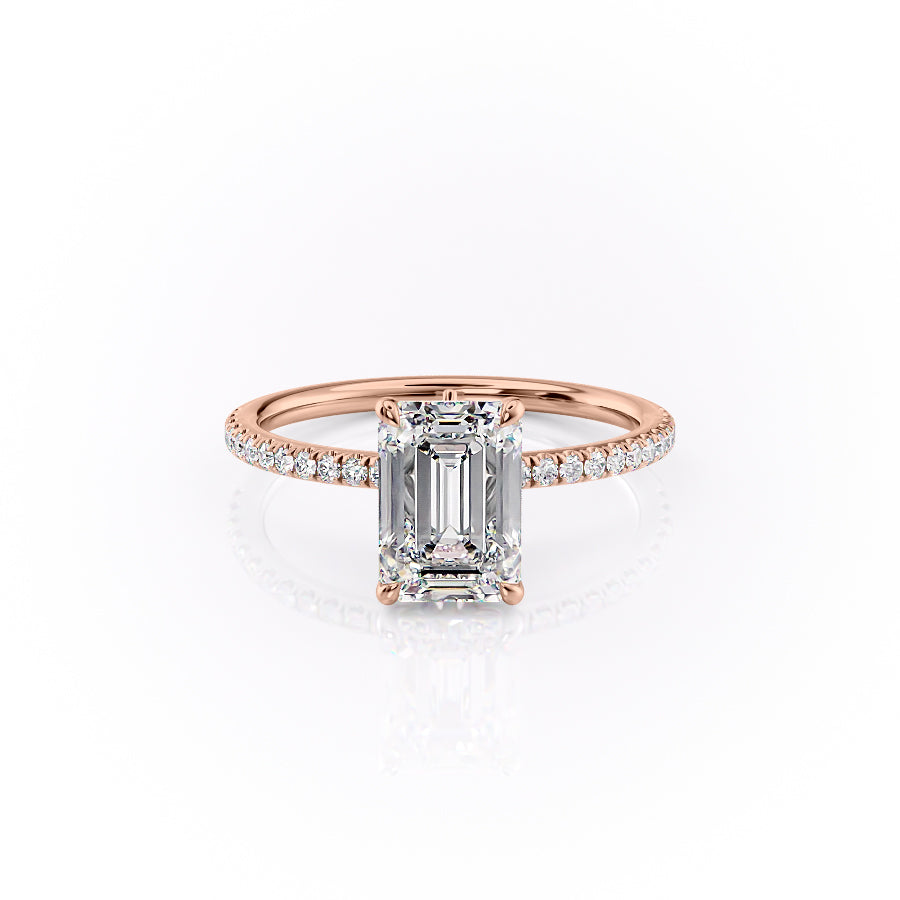 The Pave Luna Set With A 4.5 Carat Emerald Moissanite