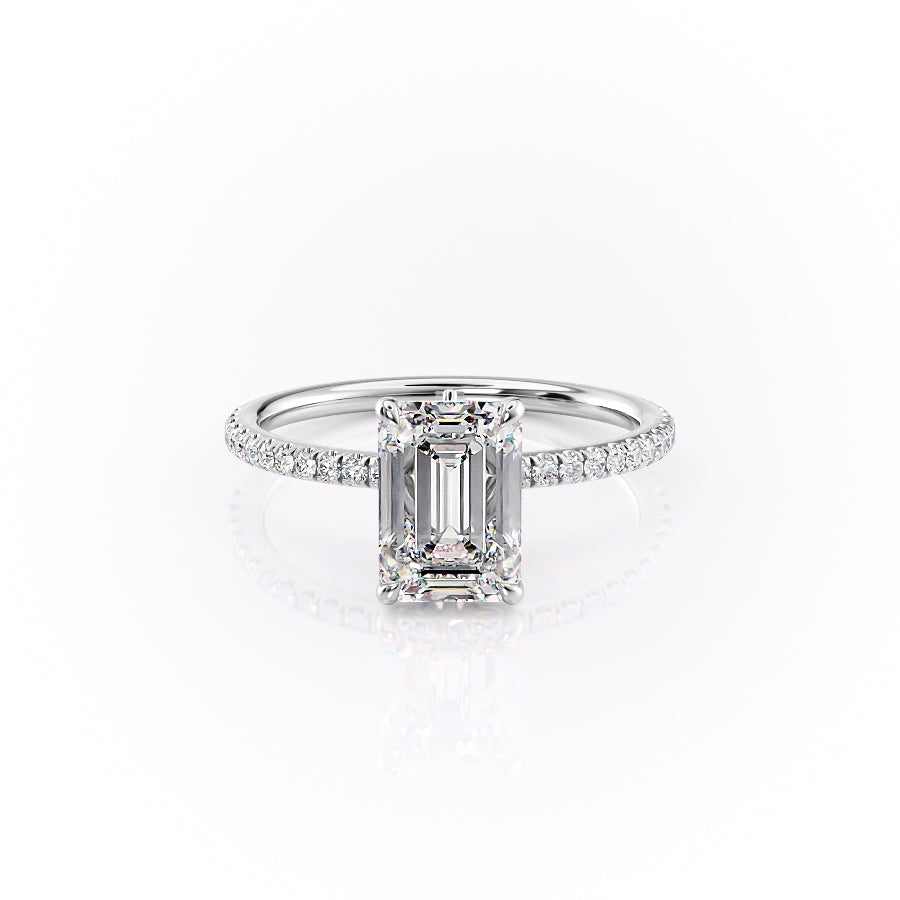 The Pave Luna Set With A 4.5 Carat Emerald Moissanite
