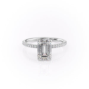 The Pave Luna Set With A 2.5 Carat Emerald Moissanite