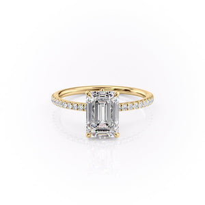 The Pave Luna Set With A 2.5 Carat Emerald Lab Diamond