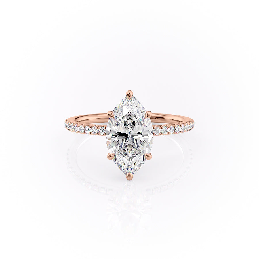 The Pave Luna Set With A 4.5 Carat Marquise Moissanite